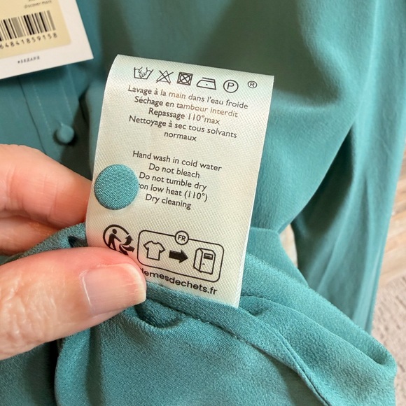 NWT Sézane 100% Silk Ann Shirt in Sage (Size FR 36 | US 4) - Picture 13 of 13